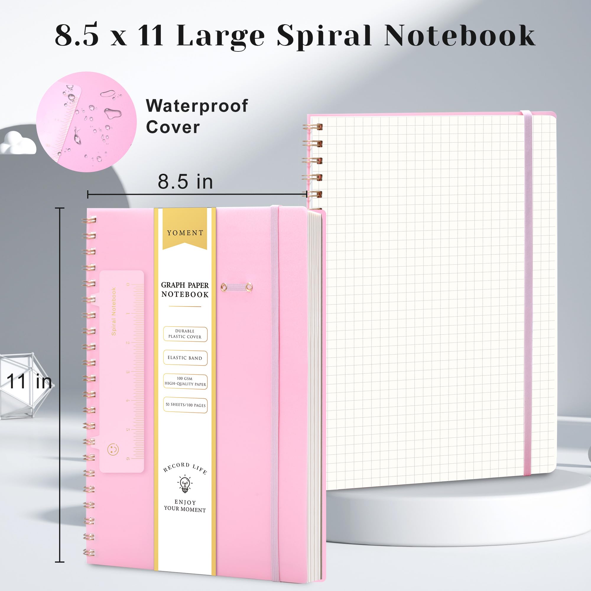 Yoment Spiral Graph Paper Notebook - 8.5