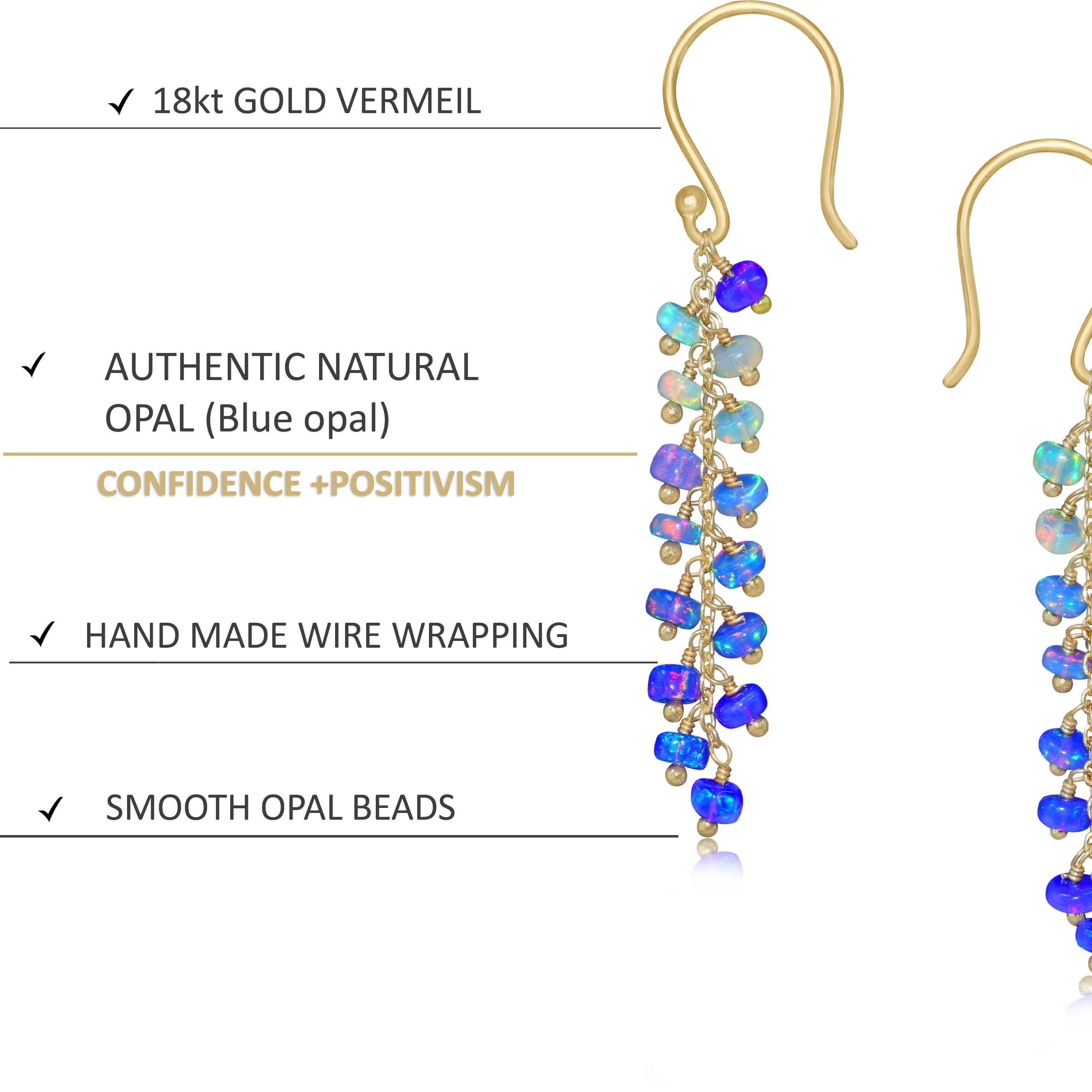 Handmade Ethiopian Opal Beaded Earrings - Natural Gemstone Dangle Earrings for Women | Perfect for Weddings, Parties & Boho Fashion