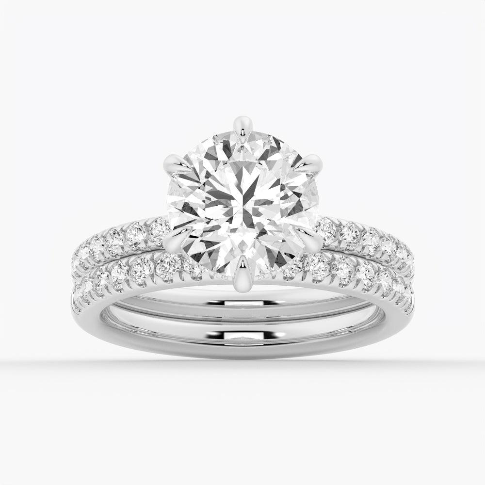 Petite Six Prong Micropavé Moissanite Engagement Ring With Hidden Halo - Elegant Wedding Proposal Jewelry for Her, Perfect for Anniversary & Valentine's Day Gifts