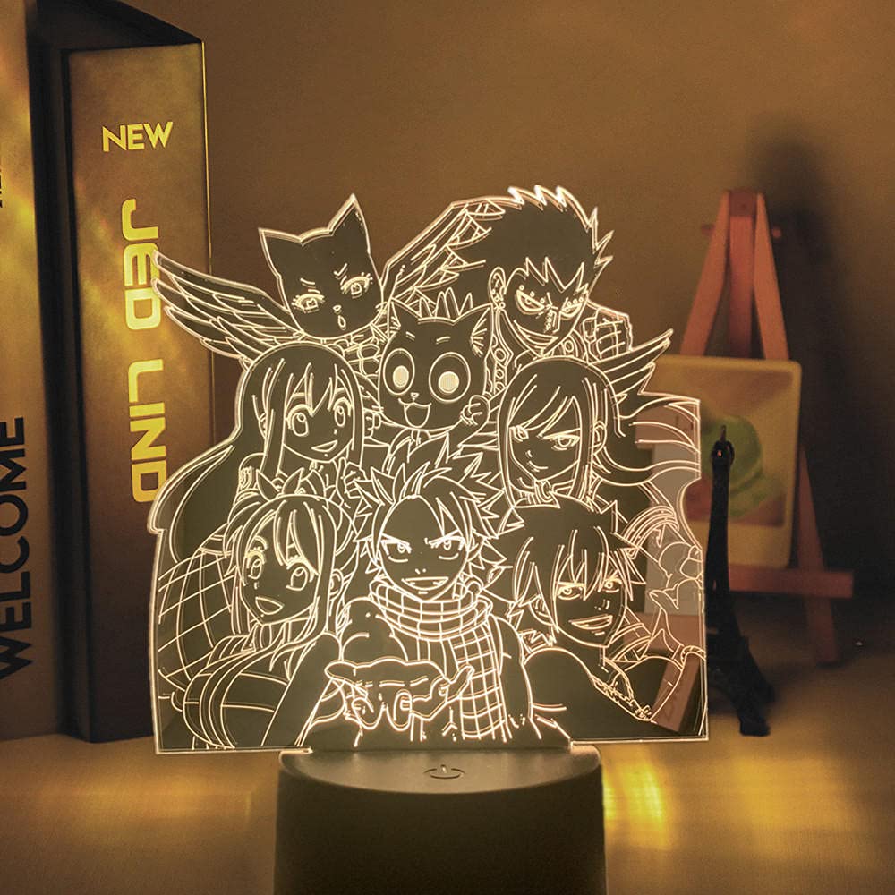 3D Illusion LED Night Light - Anime Fairy Tail Natsu Dragneel Lamp with 7 Color Touch Control | Perfect for Kids Bedroom Decor, Birthday Gifts & Manga Fans | Cool Visual Light Effect for Home, Office and Gaming Room