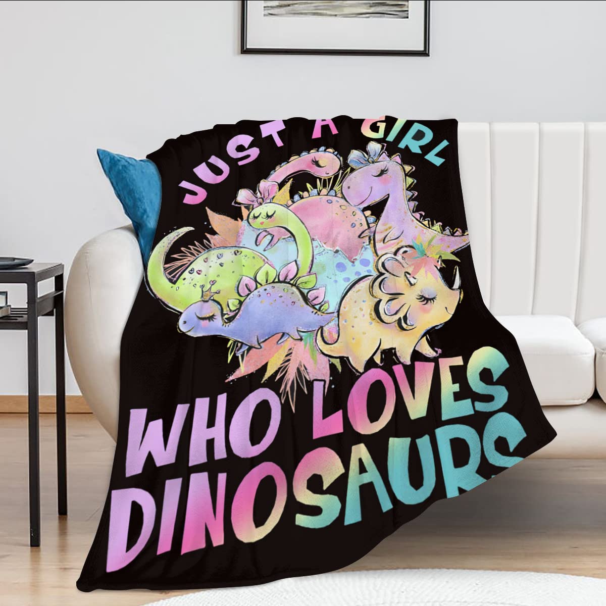 Dinosaur Lovers Fleece Blanket - Super Soft & Warm Plush Flannel Throw Blanket 50x60 Inches - Perfect for Girls, Women & Adults - Cute Dino Decor Gift for Winter, Bedroom, Sofa & Camping
