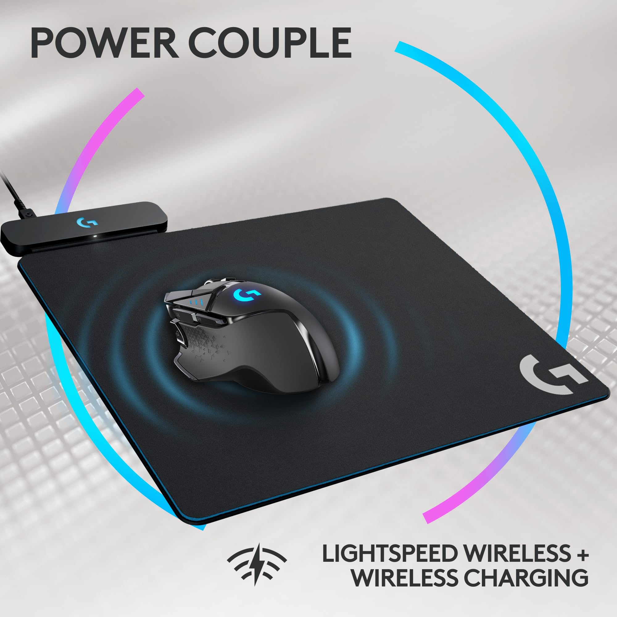 Logitech G502 LIGHTSPEED Wireless Gaming Mouse with HERO 16K Sensor - 11 Programmable Buttons & G PowerPlay Wireless Charging Mouse Pad - Compatible with G Pro/G903/G703/G502 LIGHTSPEED - Black - Perfect for PC Gaming, Esports & Professional Workstations
