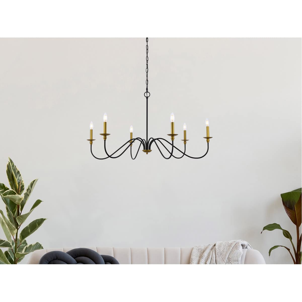 Elegant Rohan Collection 6-Light Chandelier - Modern Crystal Ceiling Light Fixture for Dining Room, Living Room & Bedroom Decor