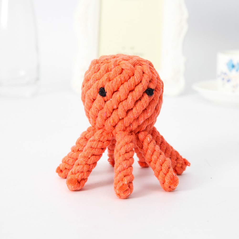 ABOOFAN Funny Cotton Rope Octopus Chew Toy for Dogs & Cats - Durable Teething Puppy Toy, Interactive Pet Play Toy (Orange) - Perfect for Puppy Teething Relief, Training Rewards & Party Favors