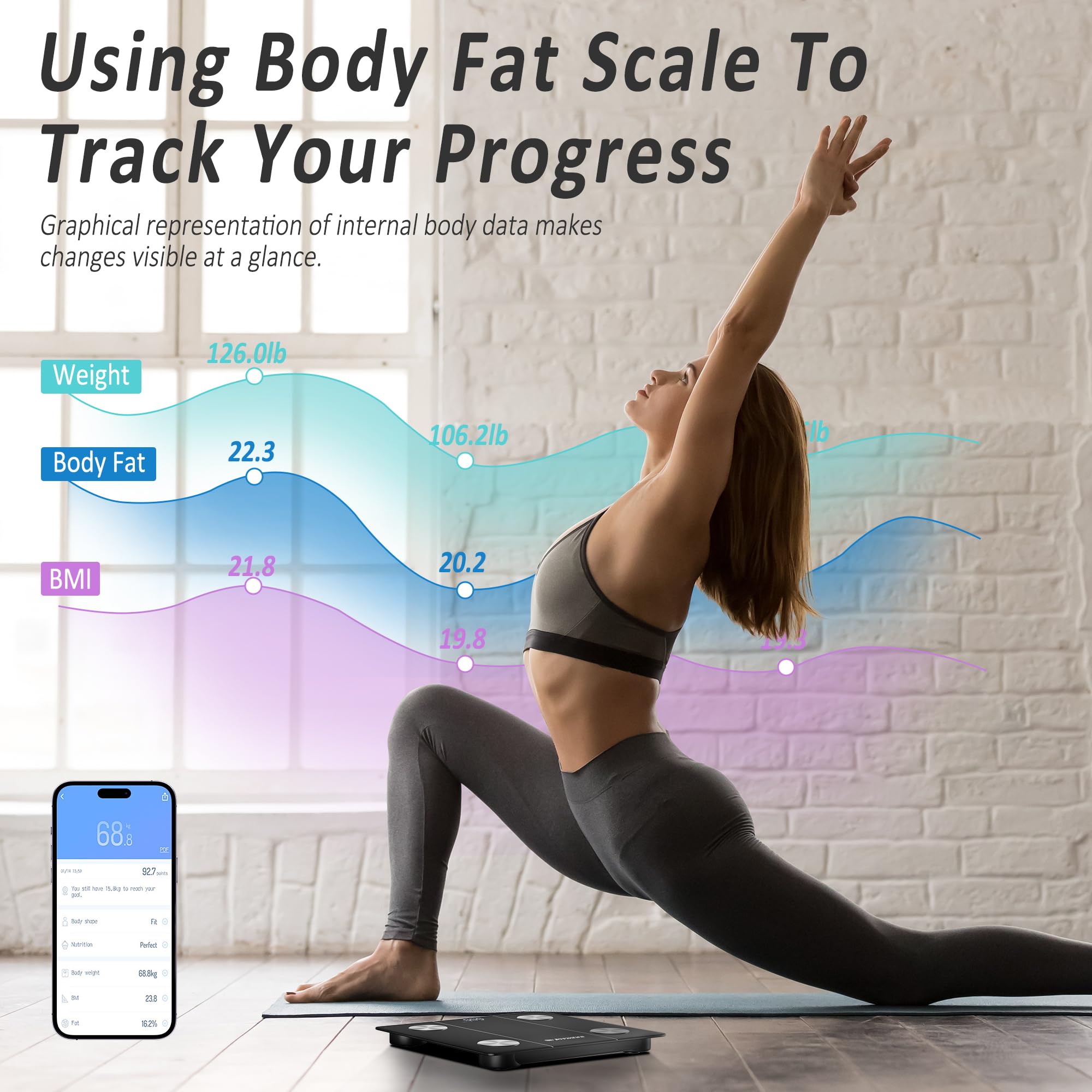 BalanceFrom Smart Digital Bathroom Scale with Bluetooth - 12 Body Composition Analyzer, BMI & Body Fat Monitor, Tempered Glass, LED Display, Syncs with Fitness Apps (400 lbs Capacity) - Perfect for Home Gym, Weight Loss Tracking & Health Monitoring