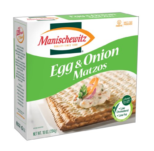 Manischewitz Egg & Onion Matzo - 10 Oz Box (Pack of 8) | Kosher Passover Crackers for Seder, Snacking & Jewish Holidays | Crunchy & Flavorful Traditional Matzah