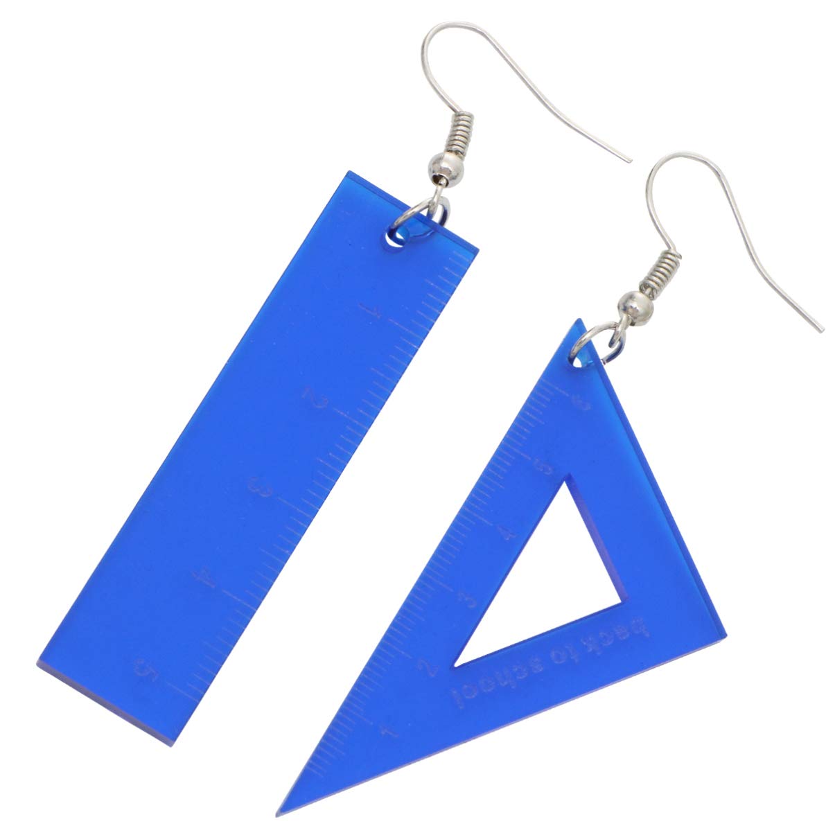 Holibanna Asymmetrical Triangle Straight Ruler Dangle Earrings - Neon Yellow Drop Earrings for Math Teachers, 80s Themed Parties & Unique Jewelry Gifts - Perfect for Classroom, Cosplay and Retro Fashion