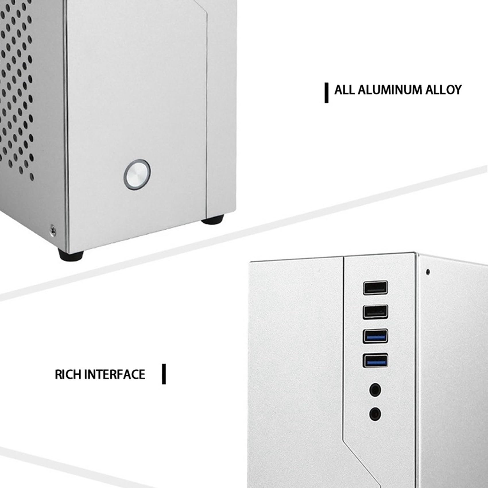 Premium Aluminum Mini ITX Computer Case - Compact HTPC Chassis for Single Slot GPUs | TX02 Small Form Factor Desktop Case for Home Theater & Gaming PCs