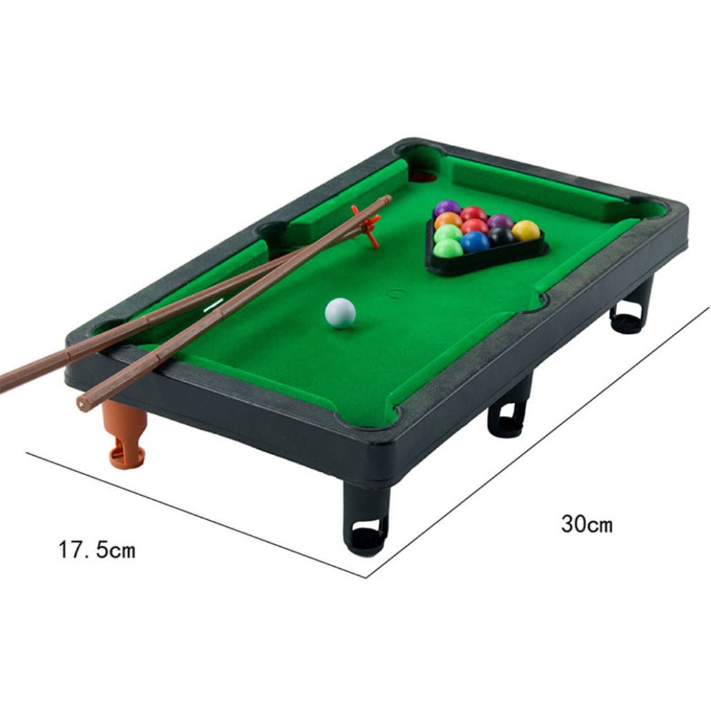 1 Set Mini Tabletop Pool Set - Small Billiards Game with Balls, Sticks & Triangle Rack - Travel & Office Friendly Desk Games for Home, Parties & Kids