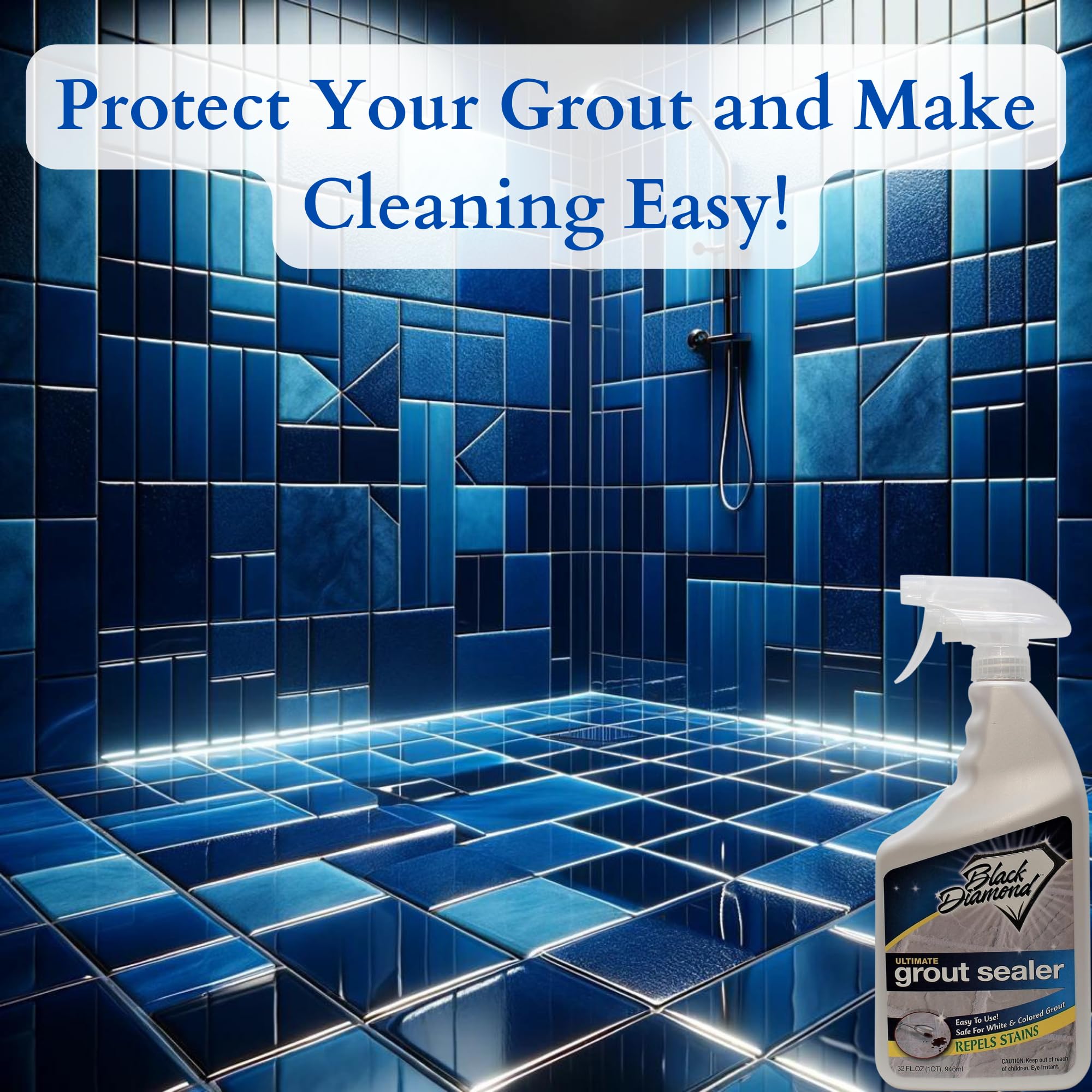 Black Diamond Stoneworks Ultimate Grout Sealer - Premium Stain Protector for Tile, Marble, Floors, Showers & Countertops | Waterproof & Long-Lasting Protection for Bathrooms, Kitchens & High-Traffic Areas