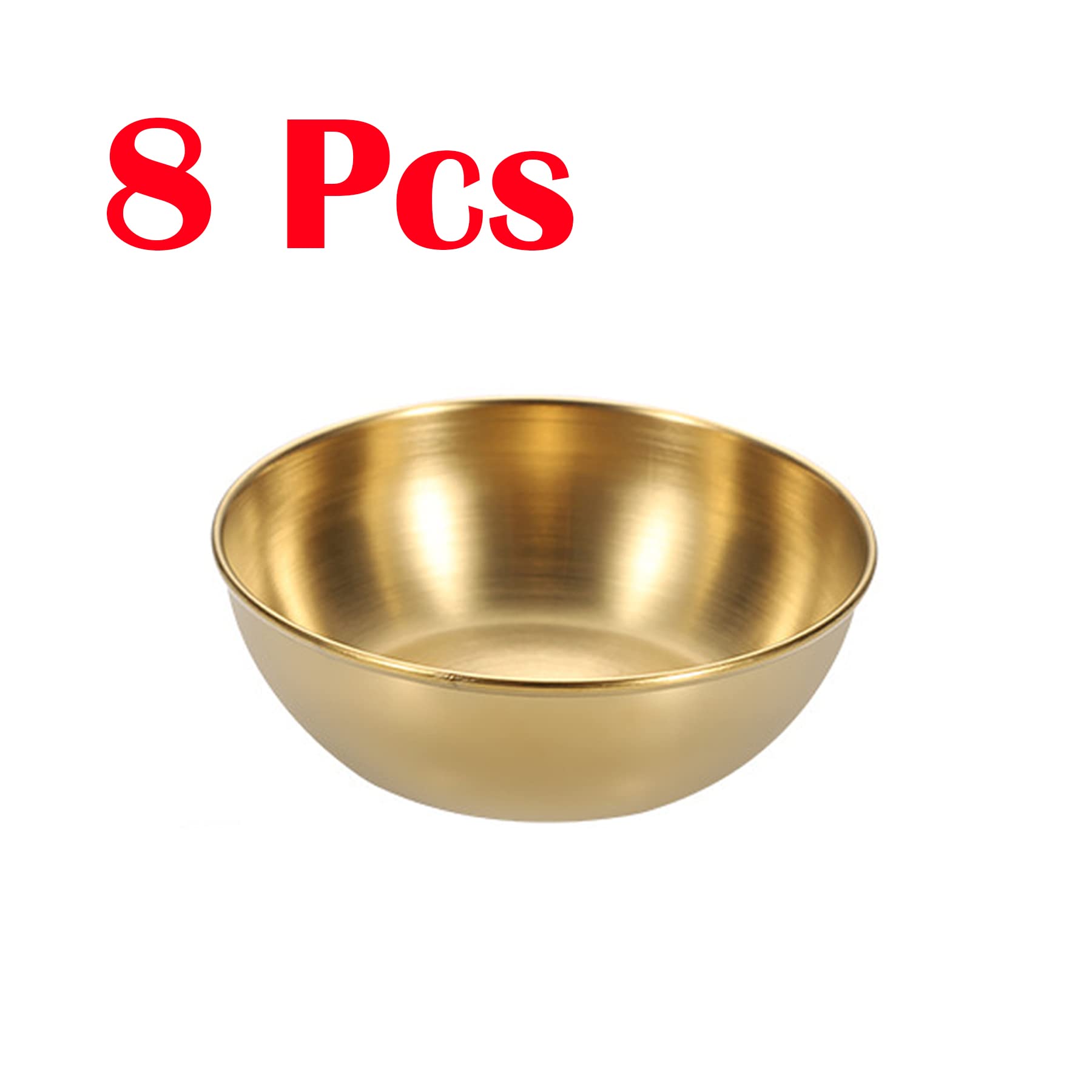 8Pcs 3.3inch Stainless Steel Mini Sauce Bowls - Round Individual Condiment Dishes for Sushi, Soy Sauce, BBQ, Desserts - Perfect for Restaurants, Home Dining & Party Appetizer Plates