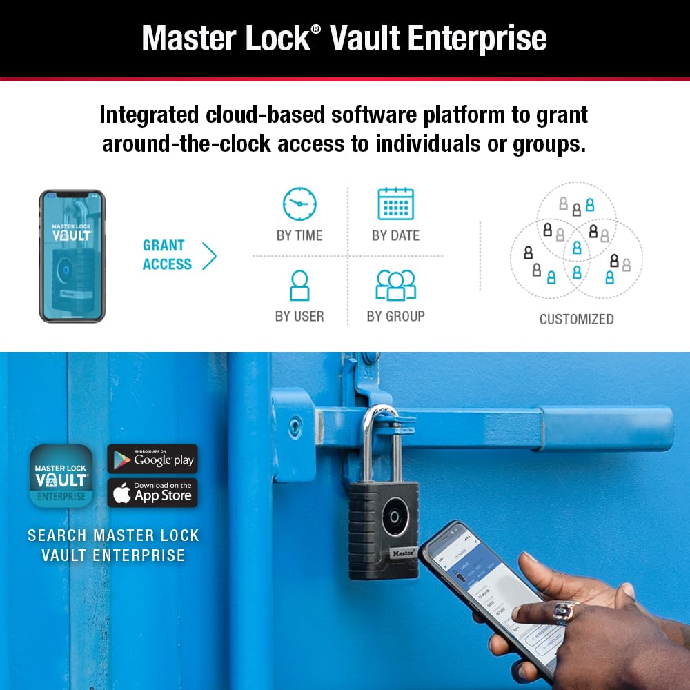 Master Lock 4401LHEC Bluetooth Smart Padlock with Keypad - 2-7/32