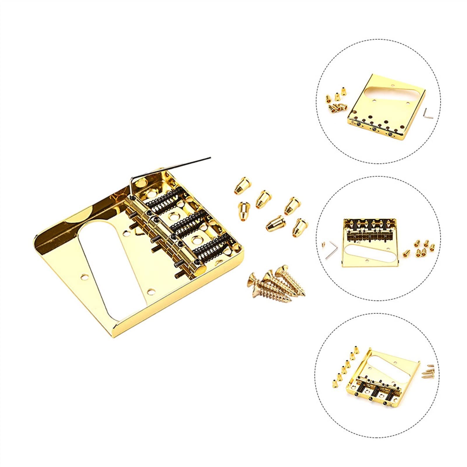 Golden Electric Guitar Fixed Saddle Bridge Replacement - 1Set High-Quality Guitar Bridge Parts for Improved Tone & Stability | Perfect for DIY Guitar Repair & Upgrades