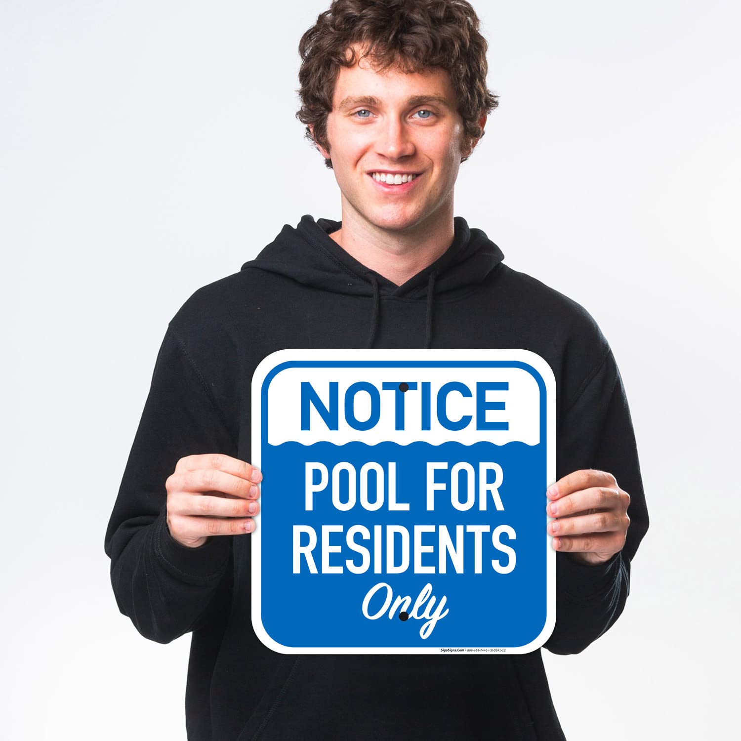 Residents Only Pool Sign - 12x12 Inches Rust-Free .040 Aluminum, Fade-Resistant for Indoor & Outdoor Use - Made in USA - Perfect for Community Pools, Apartment Complexes & Private Swimming Areas