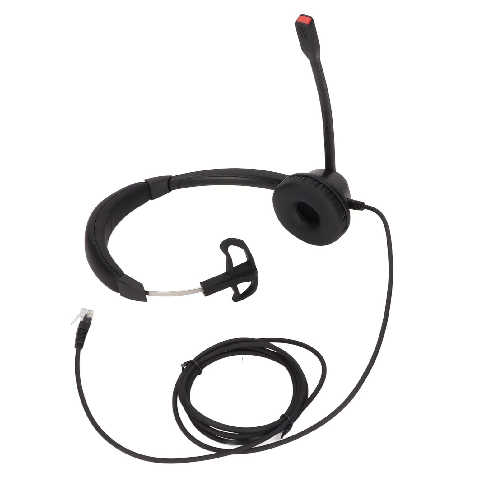 Noise Cancelling RJ9 Telephone Headset with Microphone - Black ABS Office Headset for VoIP Landline Phone, Call Center & Home Use - Plug and Play Comfort for Long Work Hours
