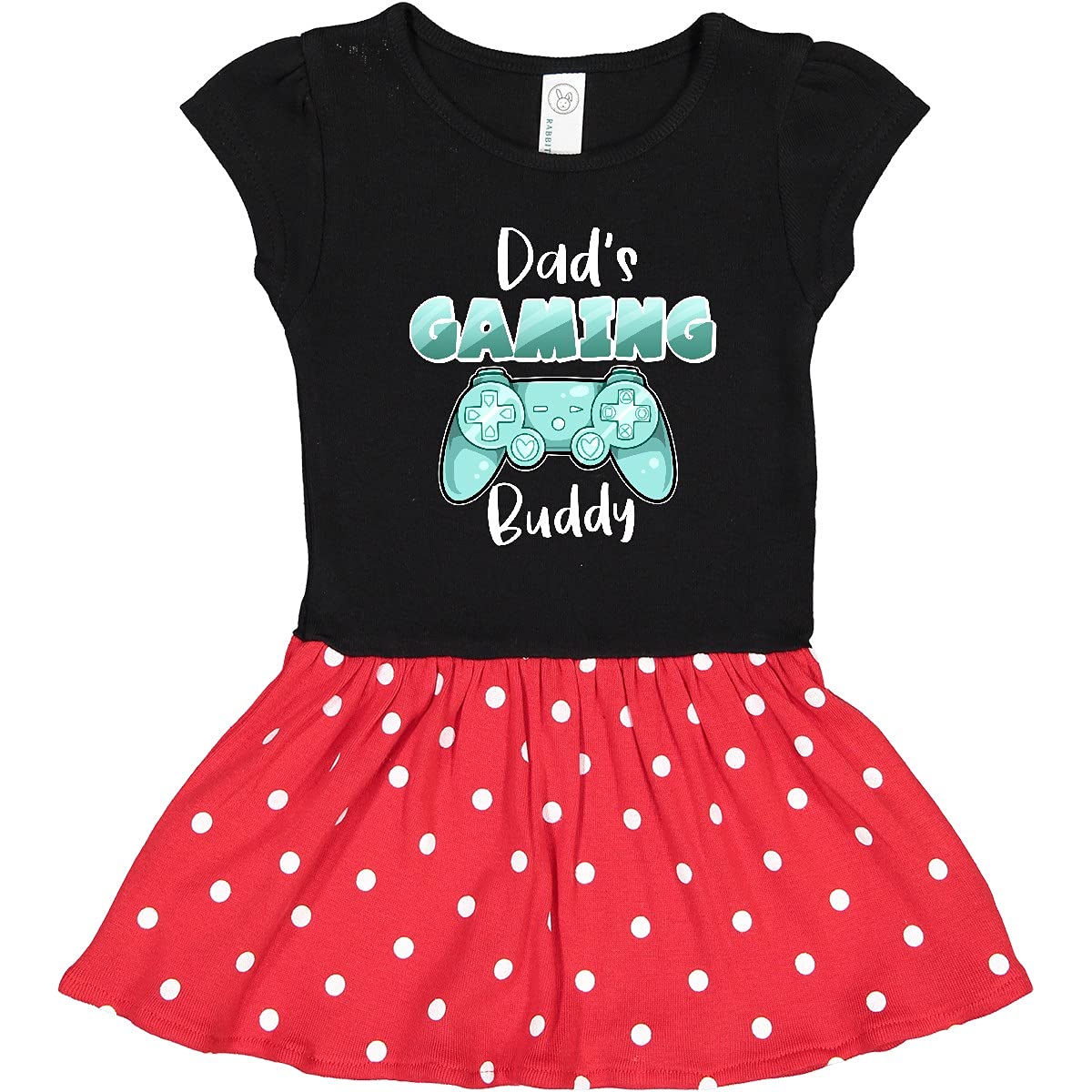 Inktastic Dad's Gaming Buddy - Aqua Controller Toddler Dress | Cute Gamer Baby Outfit for Father's Day, Birthday & Family Game Nights | Soft Cotton Kids Apparel for Casual Wear & Photo Shoots