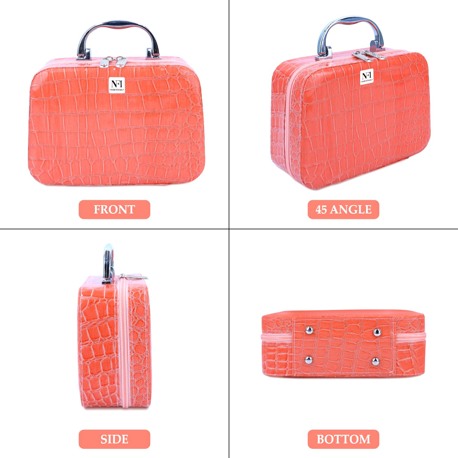 NFI Essentials Makeup Organizer with Mirror - Pink for Travel & Vanity