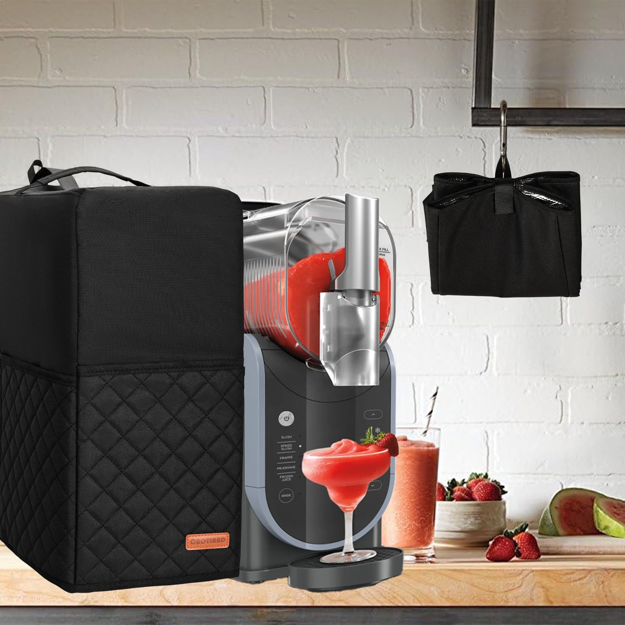 **Ninja Slushie Machine Dust Cover - Black Foldable Hanging Protector for Ninja Slushy & Frozen Drink Maker | Perfect for Home Bars, Parties & Outdoor Events**