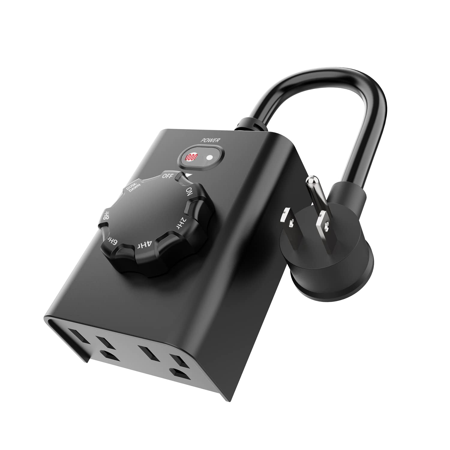 Outdoor Light Sensor Timer Plug - Waterproof Dusk to Dawn Timer with 2 Grounded Outlets, Weatherproof Plug-in Switch for Holiday Decorations, Christmas Lights & Outdoor Lighting - ETL & FCC Certified - Perfect for Patio, Garden, and Seasonal Decor