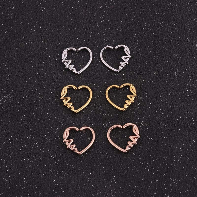 18K Rose Gold Heart Daith Hoop Earrings for Women - Minimalist Cartilage Piercing Jewelry - Perfect for Valentine's Day Gifts & Everyday Wear | HSER8511
