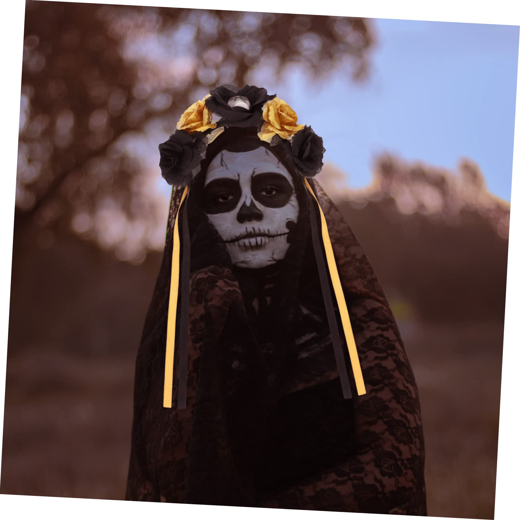 Halloween Skull Headband for Women - Day of the Dead Flower Crown Headdress for Cosplay, Bridal & Party | Perfect for Halloween Costumes, Themed Parties & Gothic Fashion