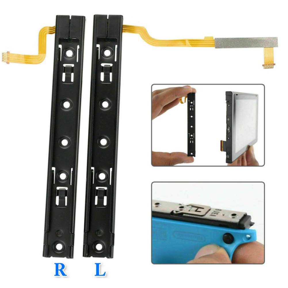 Onyehn Replacement Game Accessories Repair Kit - Left & Right Slide Rail with Flex Cable & Cross Screws for Nintendo Switch - Fix Joy-Con Drift, DIY Console Repair - Perfect for Gaming Enthusiasts & Home Repairs