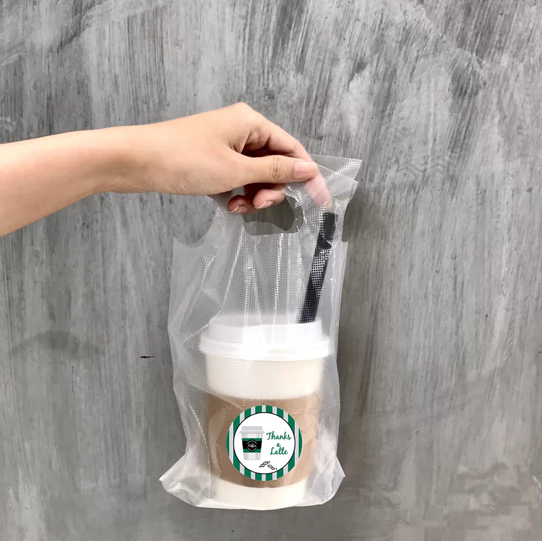 Thanks A Latte Stickers 1.5 Inch - 500 Pcs Customer Appreciation Labels for Favors Bags, Envelope Seals & Goodie Bags - Perfect for Small Business & Cafe Use - Ideal for Thank You Gifts, Coffee Shop Rewards & Party Favors