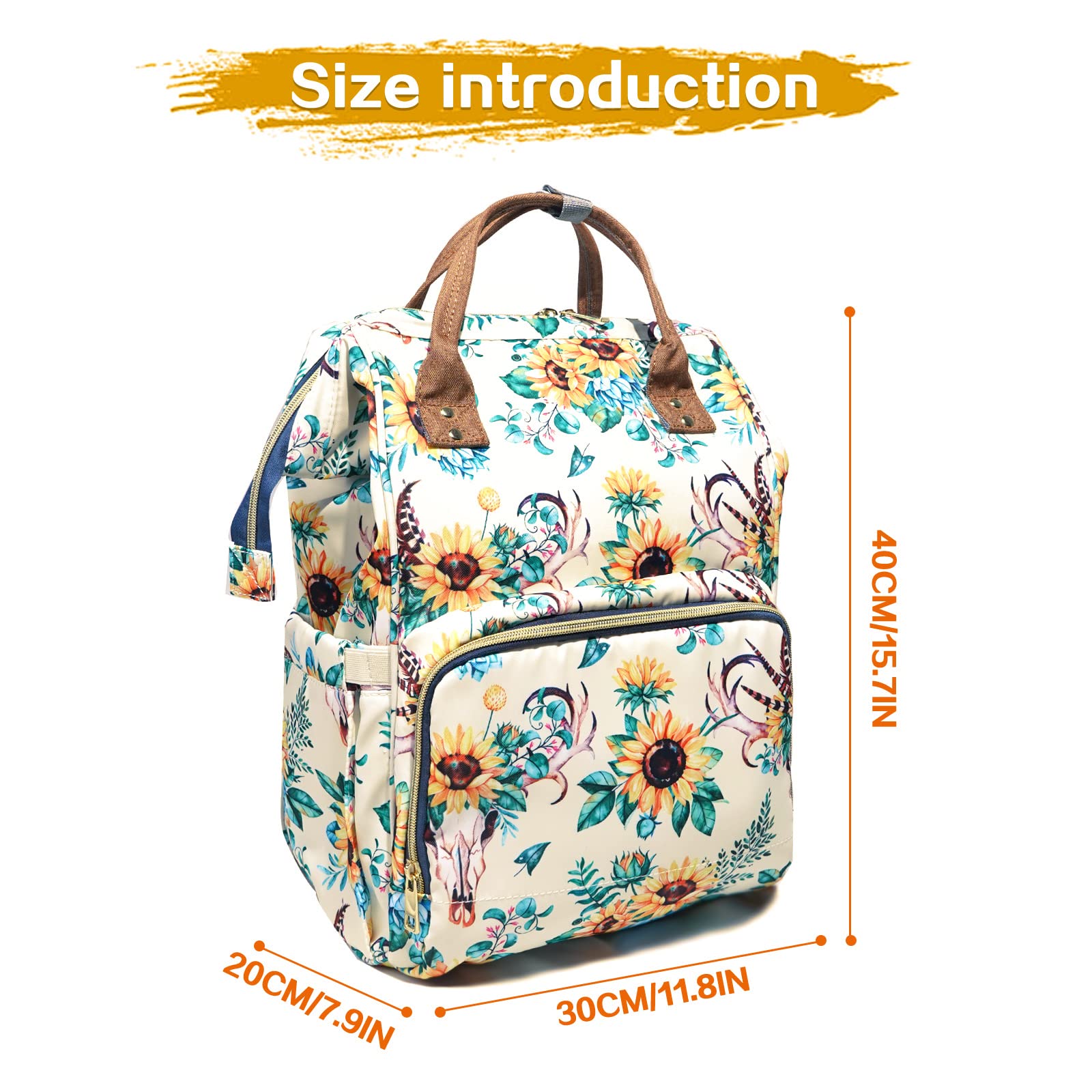 Waterproof Floral Diaper Backpack for Women - Baby Care Travel Bag with Nappy Changing Station (White) | Perfect for Moms On-The-Go, Daycare & Family Outings