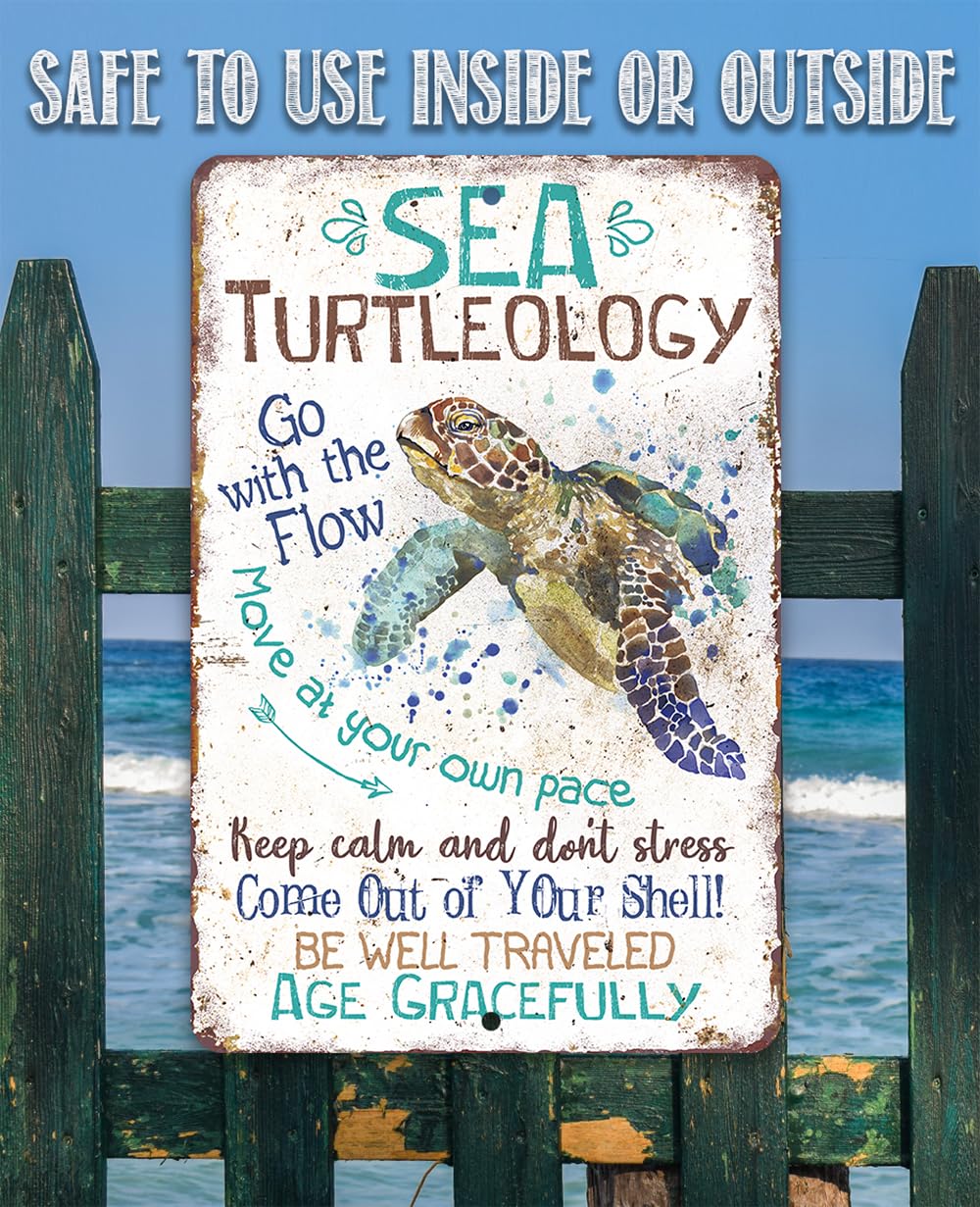 Durable Metal Sea Turtle Wall Decor Sign - 8