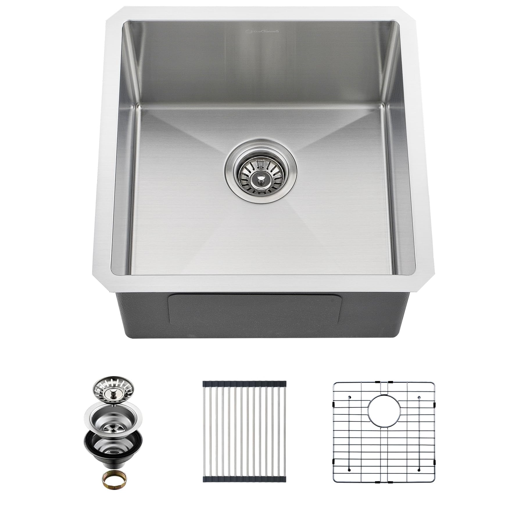 Premium 18 x 18 x 10 Inch Undermount Single Bowl Bar Sink - 16 Gauge T-304 Stainless Steel Kitchen Sink with Accessories - Perfect for Small Kitchens, Wet Bars, and RV Remodeling
