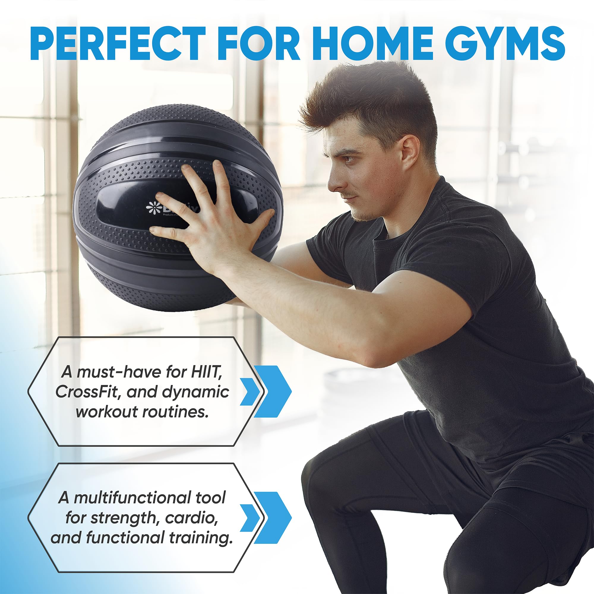 Bintiva Non-Bounce Slam Ball - Weighted Deadball for CrossFit, HIIT & Strength Training - Medicine Ball for Home Gym & Fitness Workouts - Perfect for Functional Training, Powerlifting & Core Exercises