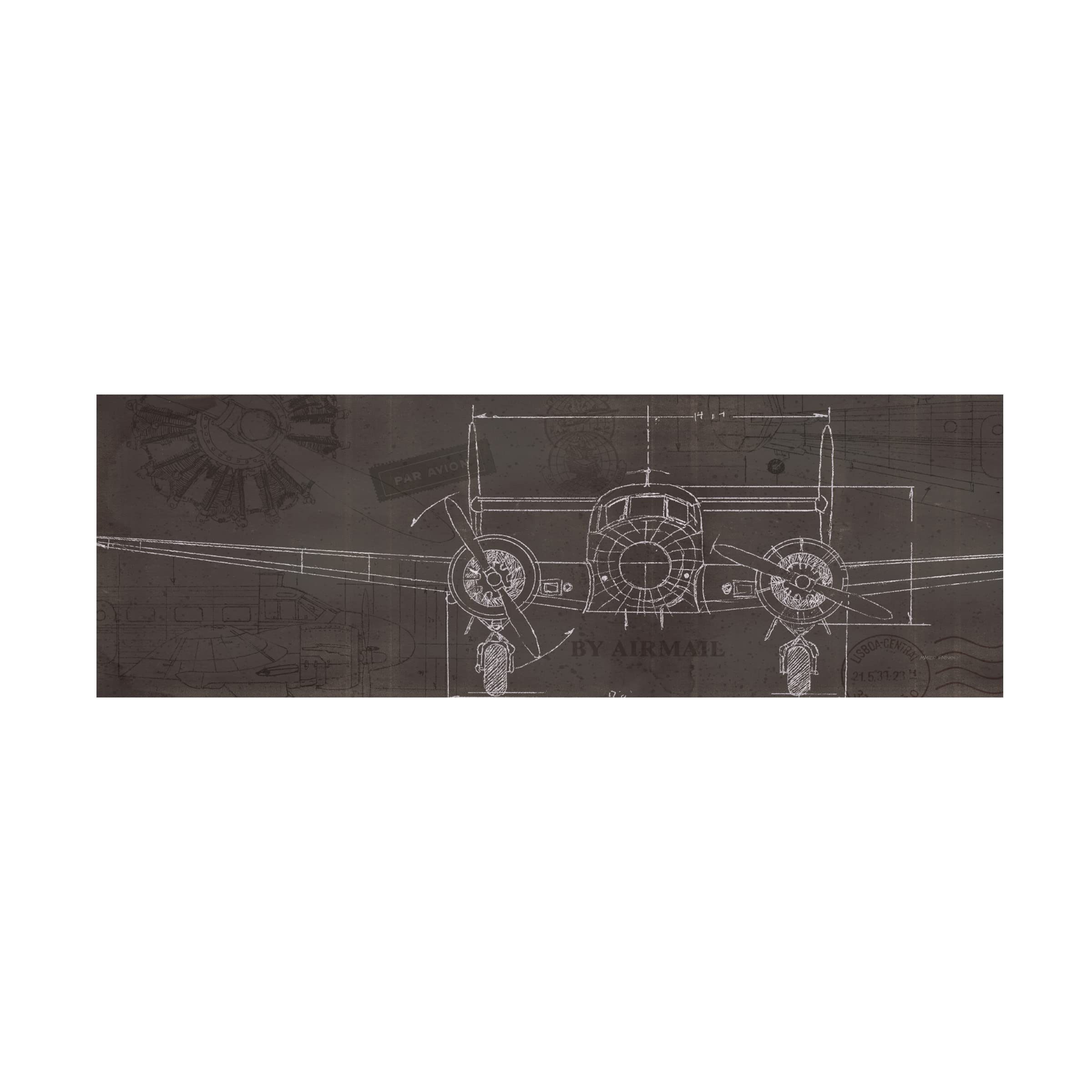 Marco Fabiano Plane Blueprint IV Canvas Art Print - Aviation Themed Wall Decor for Living Room, Office & Bedroom - Trademark Fine Art Collection