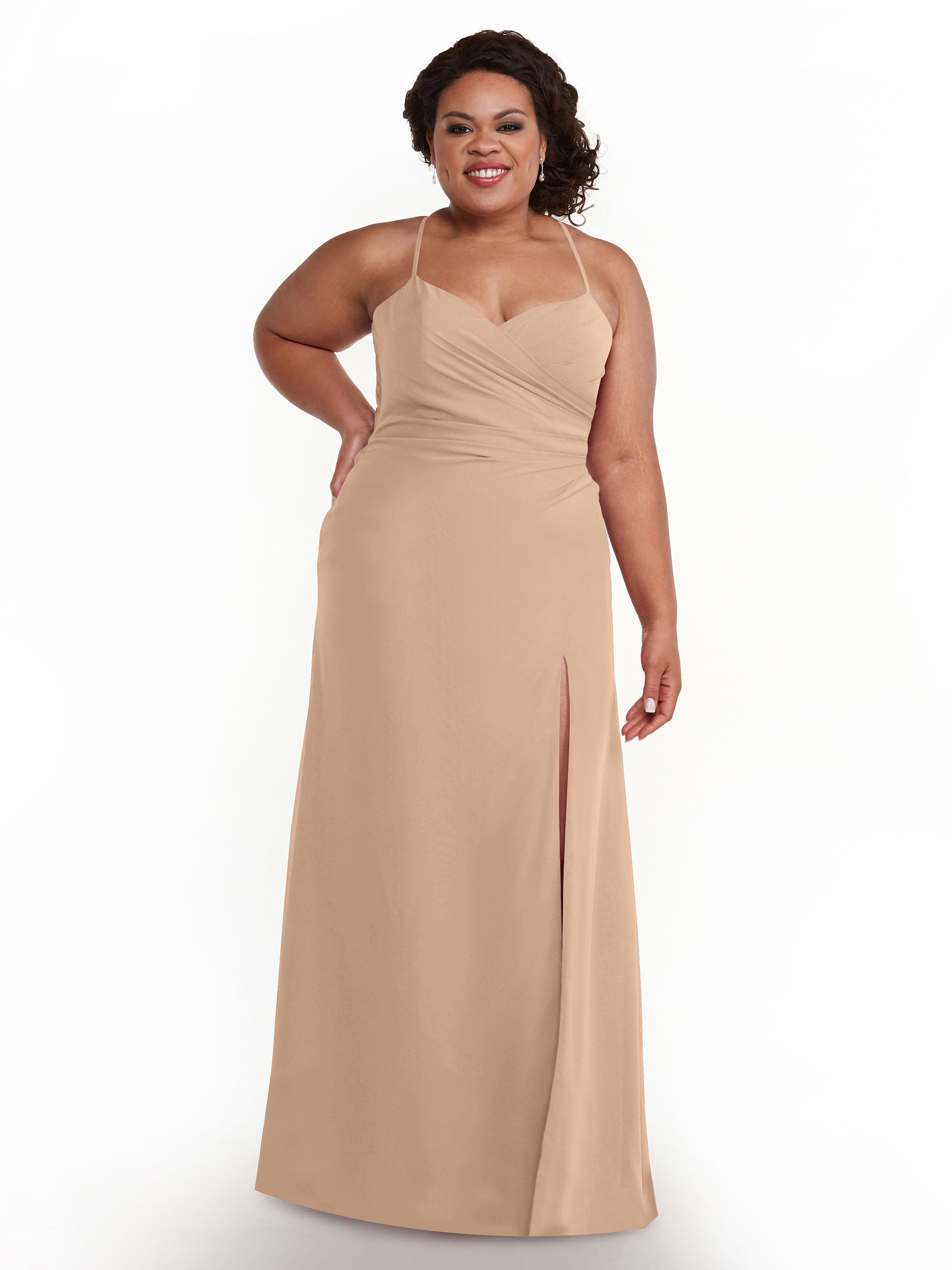 Elegant A-Line Chiffon Bridesmaid Dress with High Slit - Perfect for Weddings, Formal Events & Evening Parties