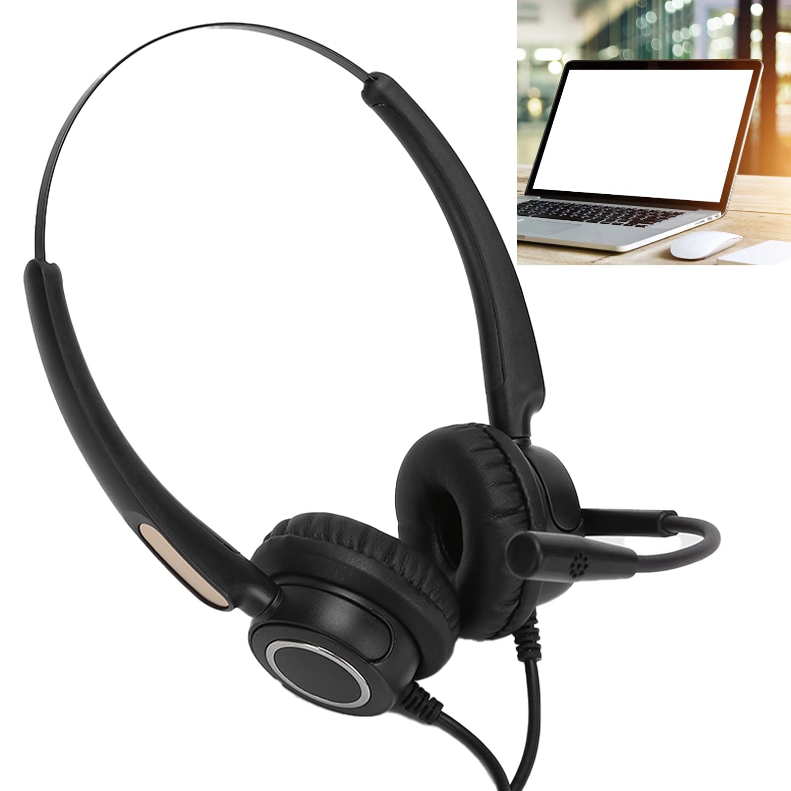 01 USB Computer Headset with Microphone - Plug & Play Noise Cancelling Headphones for Conference Calls, Online Classes, Webinars, Call Centers | Comfortable for Long Work Hours & Remote Learning