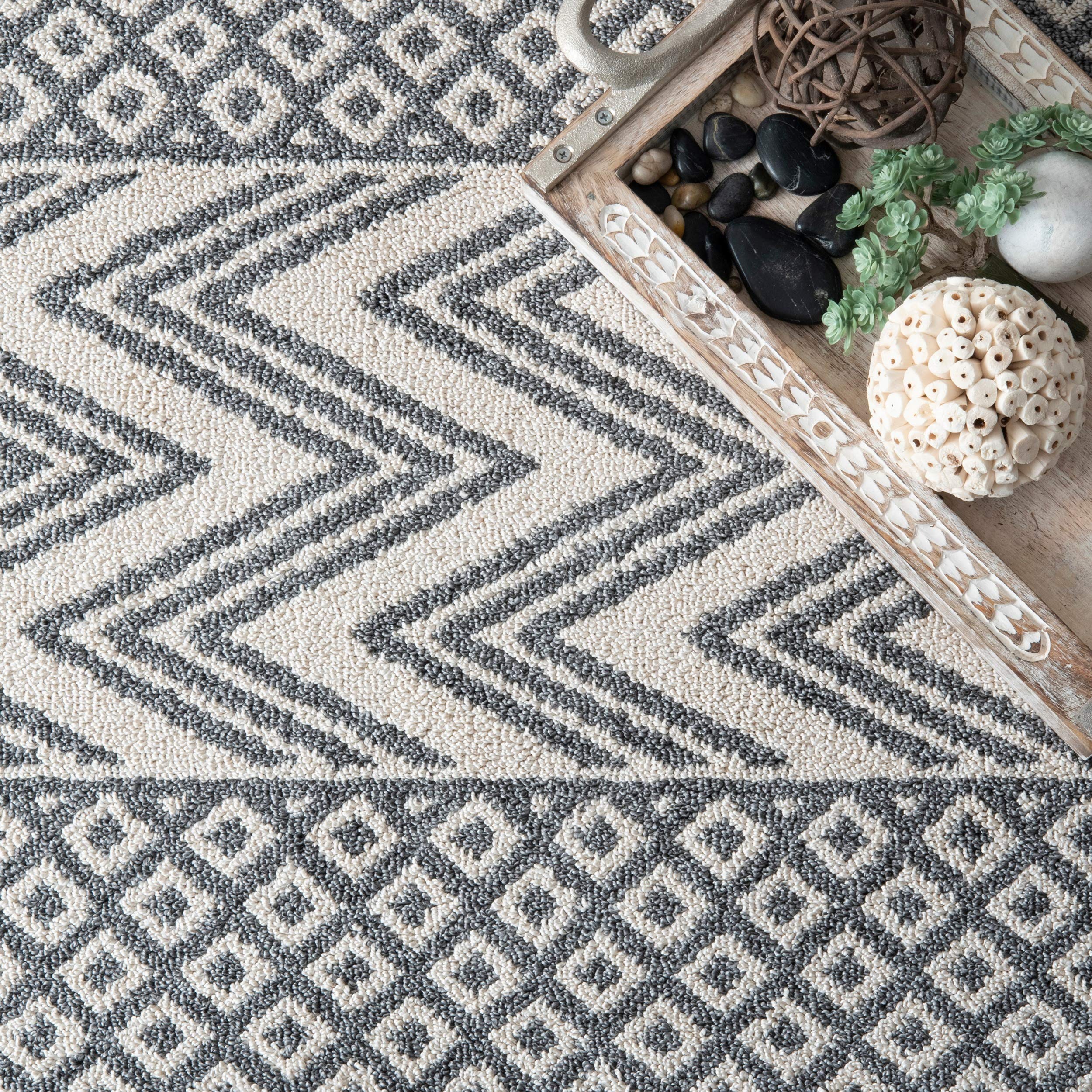 nuLOOM Tribal Terra 4x6 Beige Area Rug - Boho Chic Living Room, Bedroom & Office Decor