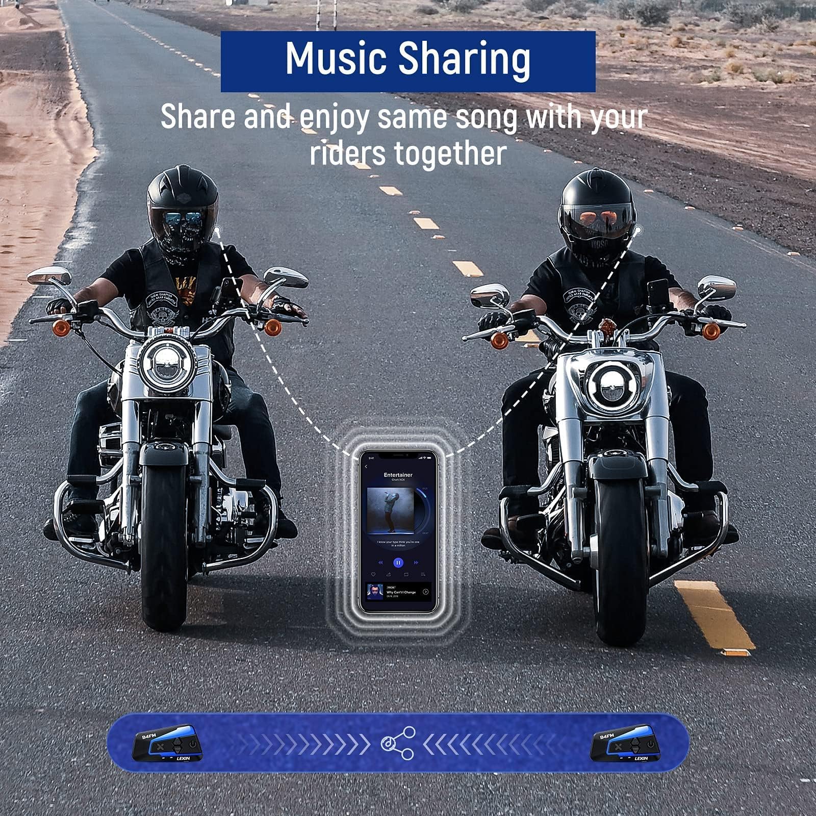 **LEXIN B4FM Motorcycle Bluetooth Headset – 10 Rider Intercom, IP67 Waterproof, Noise Cancellation, Music Sharing & FM Radio – Universal for Motorcycle, Snowmobile & ATV (2 Pack) – Perfect for Group Rides, Off-Road Adventures & Long-Distance Travel**