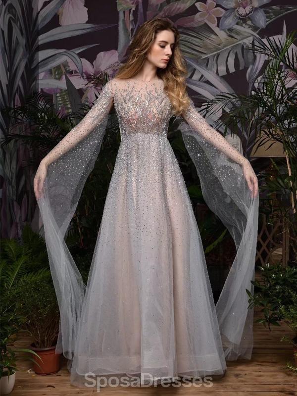 Sparkly Long Sleeve Beaded Prom Dress for Evening Party - Elegant Formal Gown with Heavy Beading (Style 12204) | Perfect for Homecoming, Ball, Quinceañera & Special Occasions