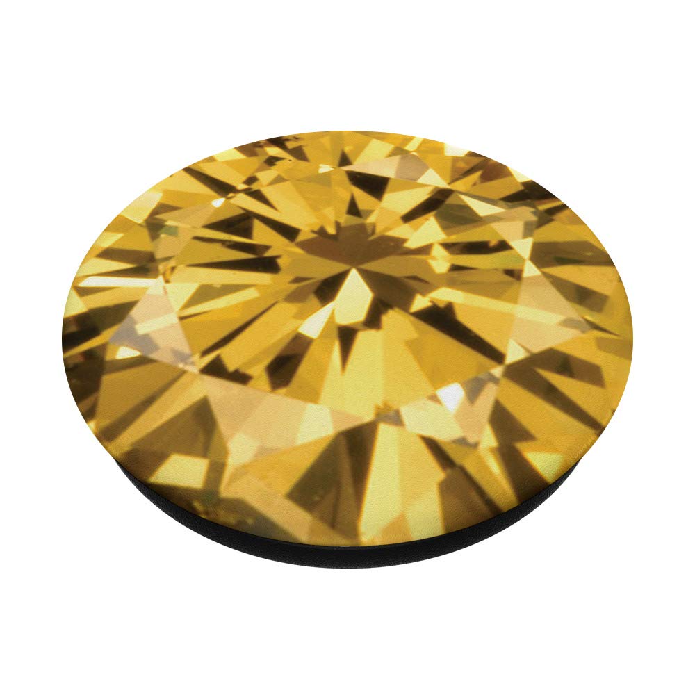 Cute Gold Yellow Diamond Print Glass PopSocket Grip - Swappable Phone & Tablet Accessory for Stylish Protection and Secure Handling
