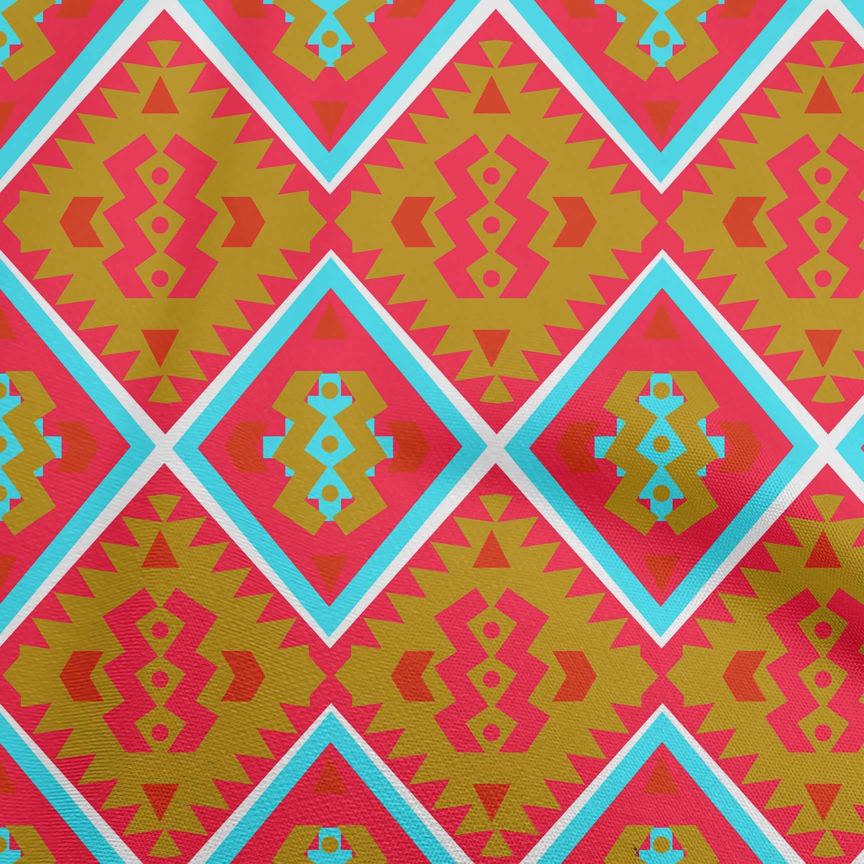 oneOone Polyester Spandex Red Tribal Print Fabric by The Yard - 56 Inch Wide Stretchy Dress Material for DIY Fashion, Costumes & Home Decor