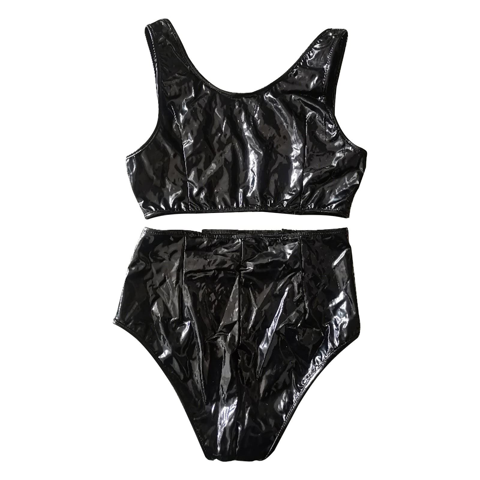 2-Piece Sexy Leather Lingerie Set for Women - Plus Size Bondage Babydoll Bodysuit with Straps for Intimate Wear & Sleepwear (Black/Red) - Perfect for Valentine's Day, Boudoir Photography & Role Play