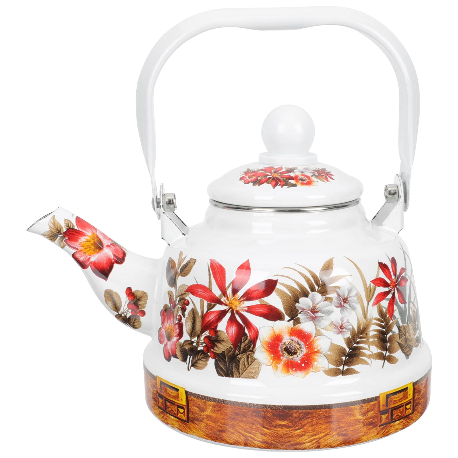 LUOZZY 1.1L Enamel Tea Kettle - Vintage Stovetop Water Kettle for Gas & Electric Stoves - Decorative Household Kettle for Tea, Coffee & Hot Water - Perfect for Kitchen, Camping & Gifts