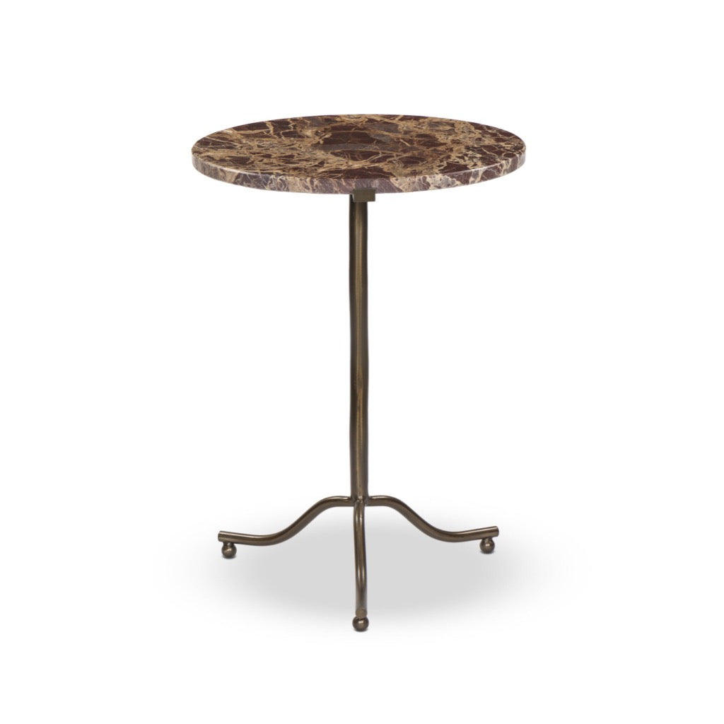 Sophie End Table with Garnet Marble Top - Modern Side Table for Living Room, Bedroom & Office - Nightstand with Elegant Marble Finish for Home Decor