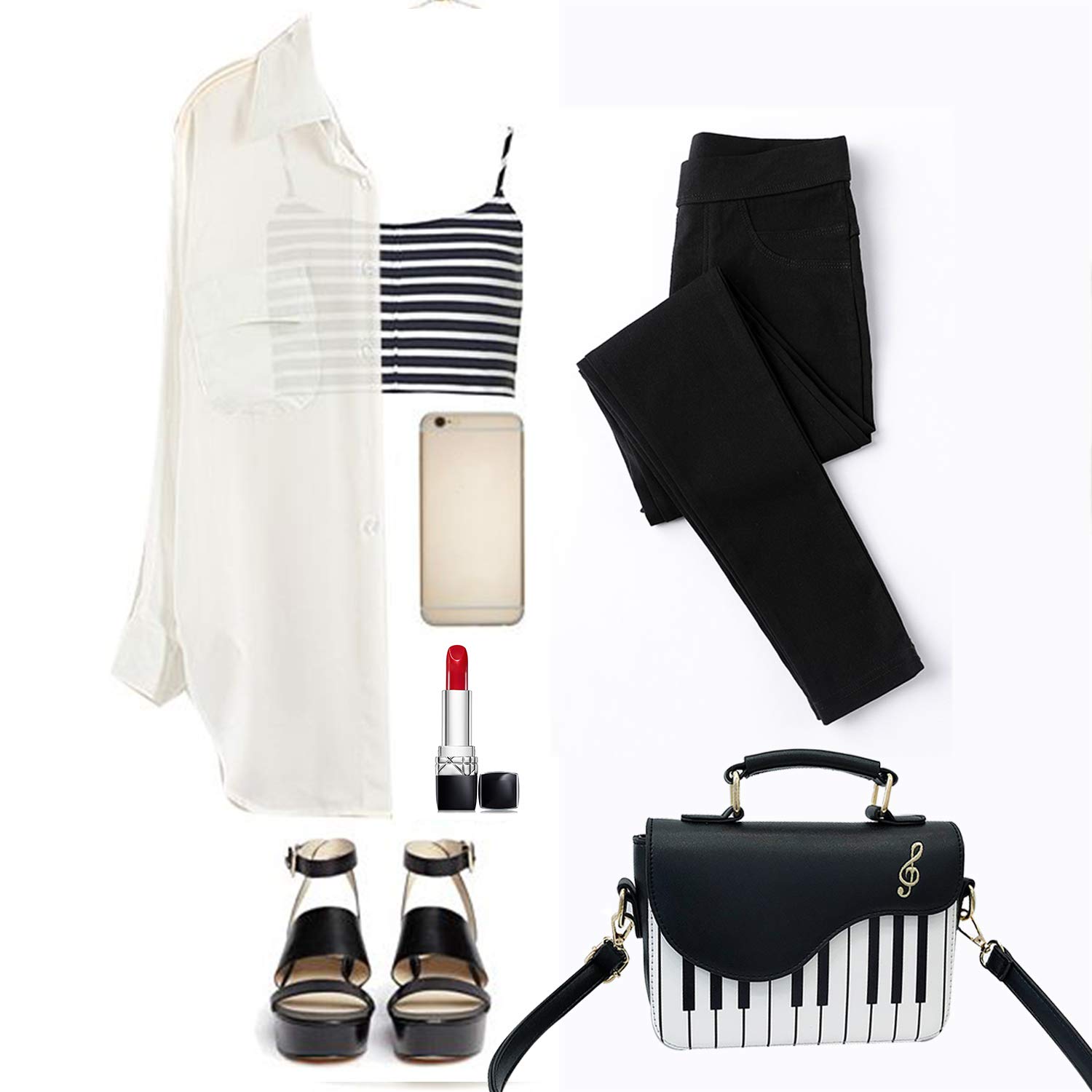 Women's Piano Guitar Shape Crossbody Purse - Music Themed Small Shoulder Bag & Tote for Concerts, Parties & Music Lovers | Stylish & Functional Accessory