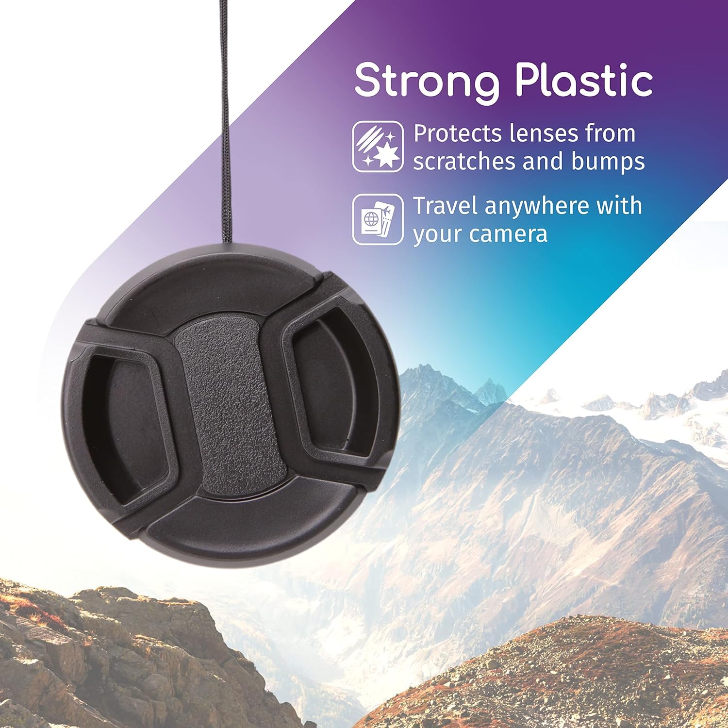 72MM Snap-On Front Lens Cap for Canon Nikon Sony Pentax DSLR Cameras - Durable Protective Cover for Photography & Travel
