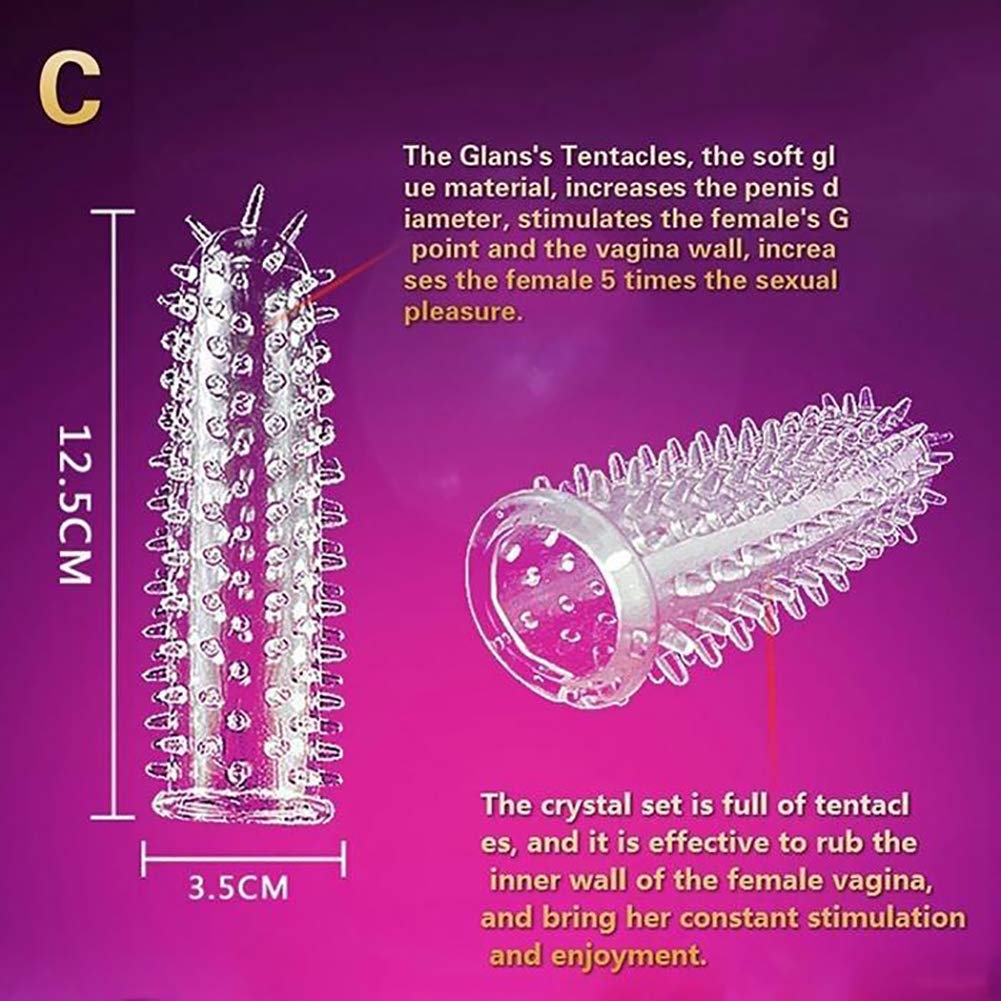 Premium Silicone Condom Sleeve with Teeth Cover - Spiked Pleasure Enhancer for Men | Sensual Protection & Enhanced Intimacy | Perfect for Couples & Spicing Up Relationships