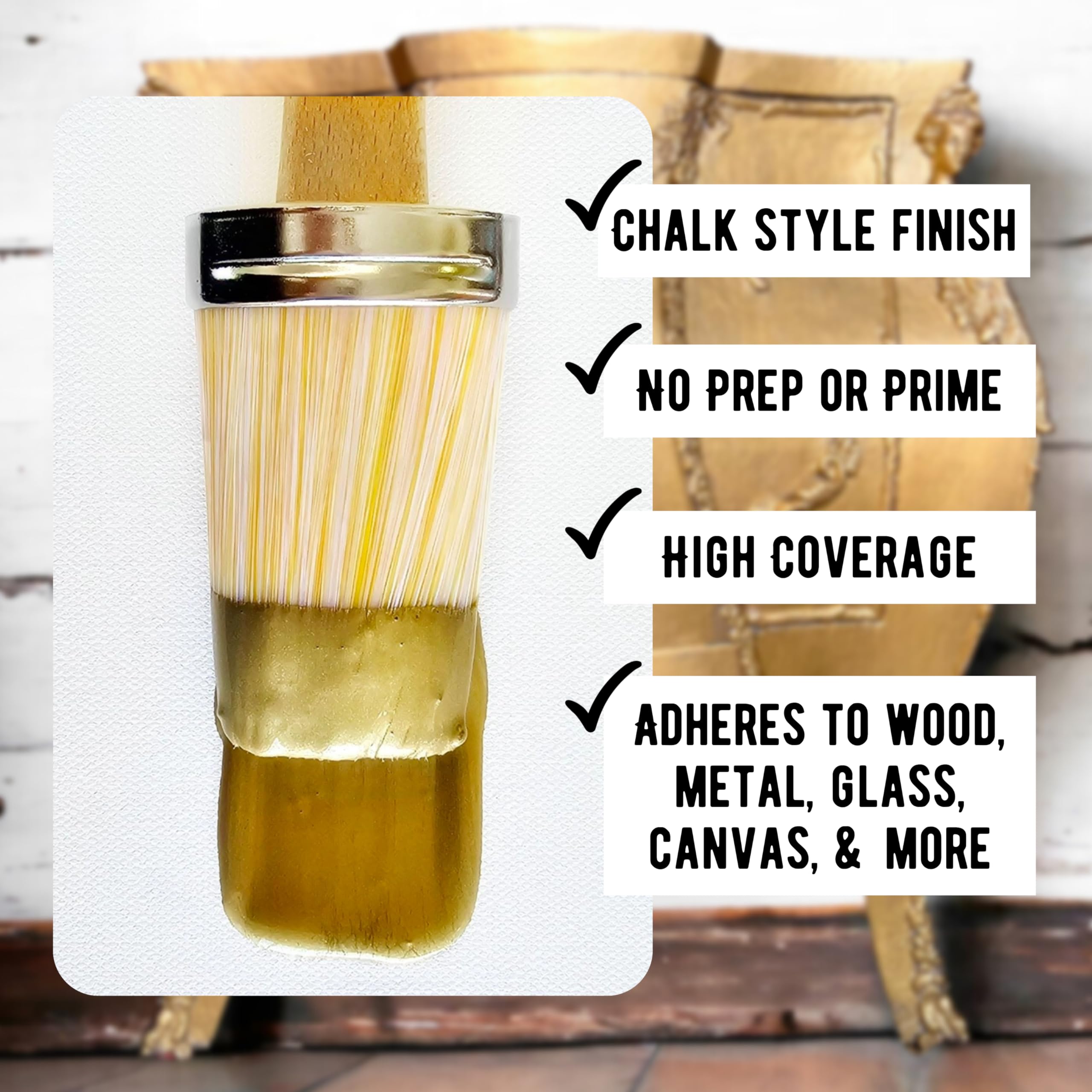 Premium Matte Gold Chalk & Clay Paint for Furniture - 8oz DIY Wood Paint, Home Décor & Craft Projects | Perfect for Upcycling, Artistic Creations & Interior Design