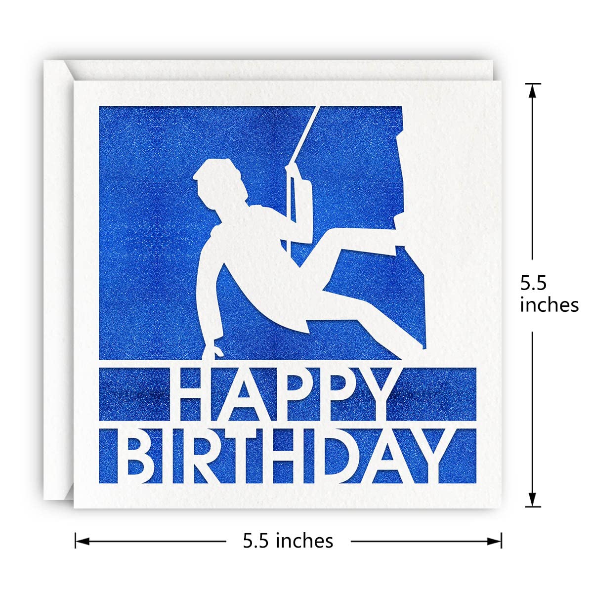 Blue Rock Climbing Birthday Card - Glitter Laser Cut Greeting Card for Surfers, Men & Boys | Perfect for Outdoor Enthusiasts & Adventure Lovers