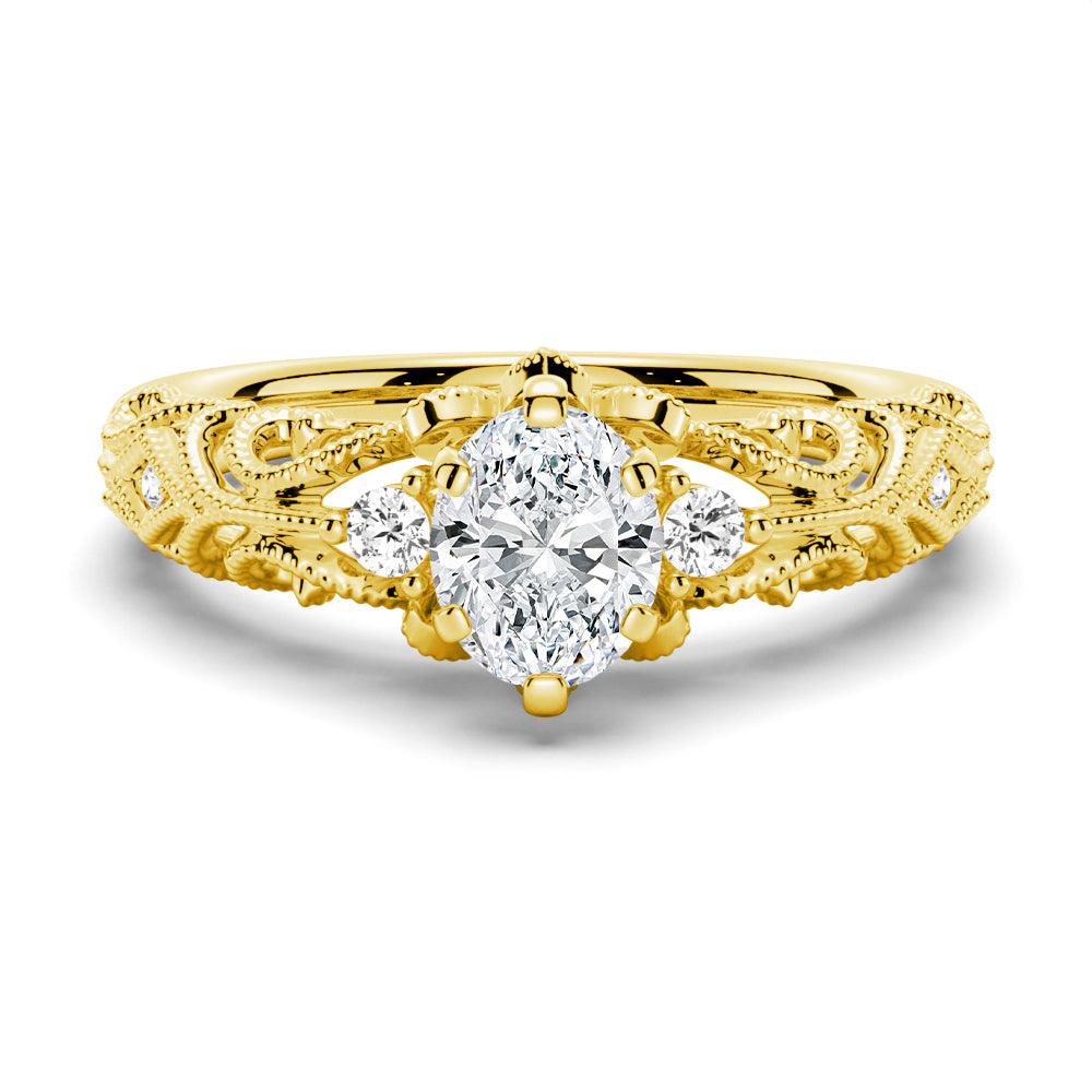 Vintage Oval Moissanite Engagement Ring for Women - 1.5ct Oval Cut Moissanite Wedding Ring in 14K Gold - Perfect for Proposals, Anniversaries & Romantic Occasions