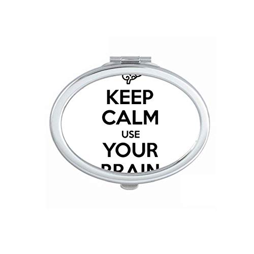DIYthinker Keep Calm and Use Your Brain Mirror - Portable Folding Double-Sided Makeup Mirror with Stand for Travel, Vanity & Home Decor