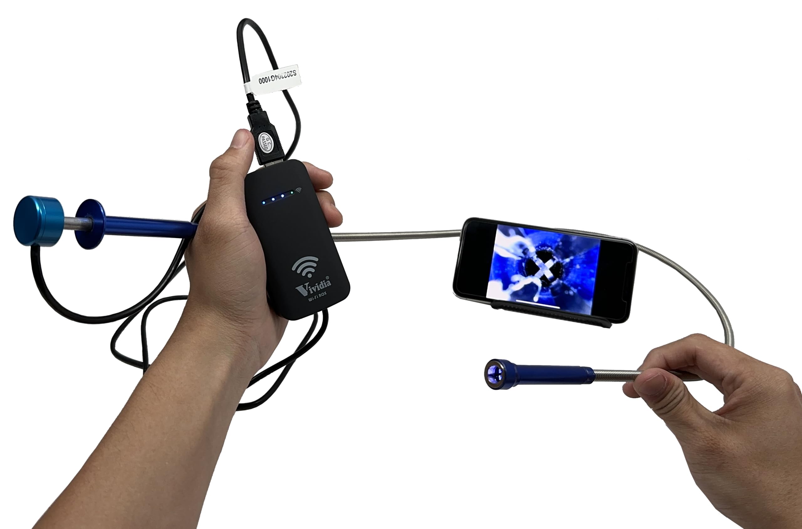 Vividia Visual Grabber 4-Claw Flexible Pickup Tool with USB HD Camera & LED Lights - 15mm Camera Head, 5ft Probe - Perfect for Electronics Repair, Jewelry Retrieval & Hard-to-Reach Areas